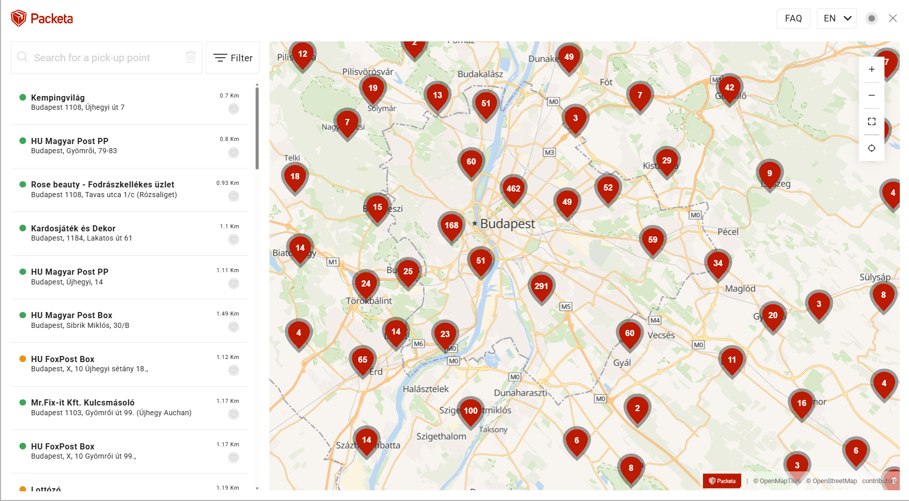 Packeta Map Packeta API